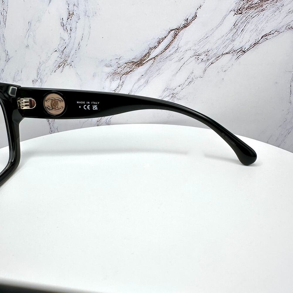 New CHANEL Eyeglasses Black 53mm Glasses Butterfly Gold CC Womens - Picture 8 of 16